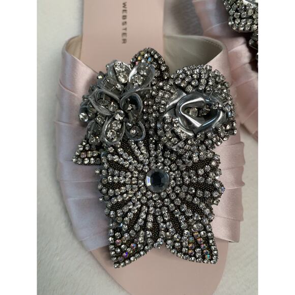 Sophia Webster Flats Lilico Crystal Pink Ruched Satin Slide Sandals 36.5 - Picture 2 of 11
